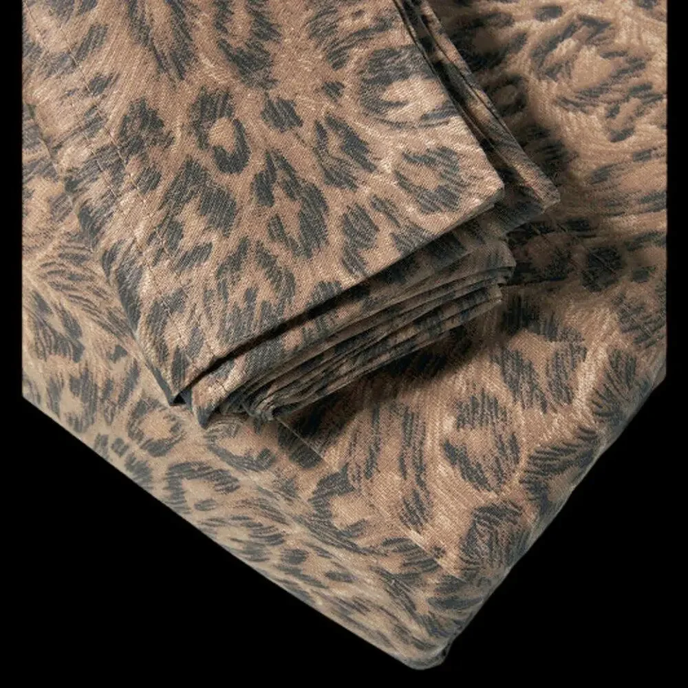 Covington Animal Leopard Print 4 Pc Queen Sheet Set Cotton Blend 400 Thread Ct